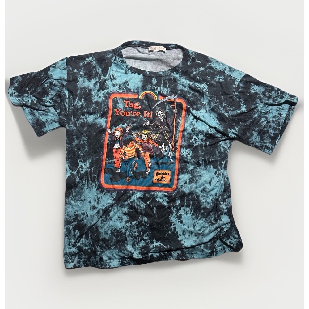 " Tag You're It" Tie Dyed Style Hobbies And Games Blue And Black Shirt Size L